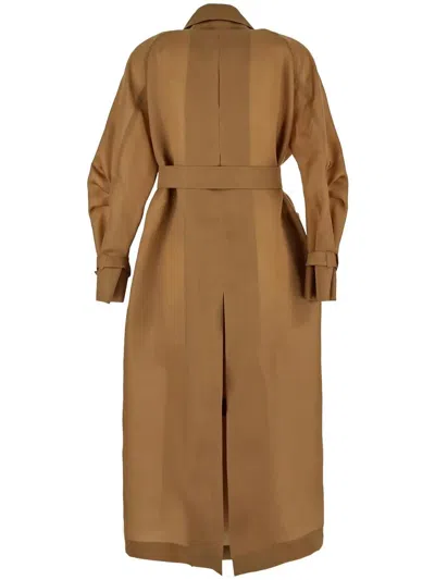 Shop Max Mara Sacco Trench In Leather Brown