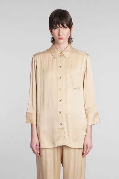 Shop Ganni Shirt In Beige Viscose