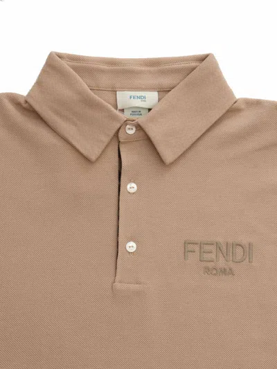 Shop Fendi Brown Polo In Beige