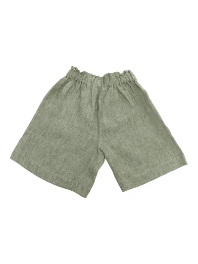 Shop Il Gufo Green Linen Bermuda Shorts