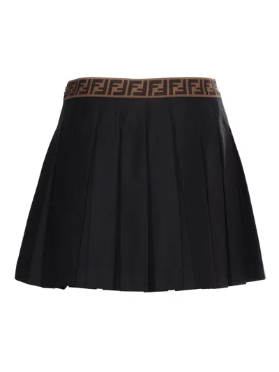 Shop Fendi Gabardine Black Skirt