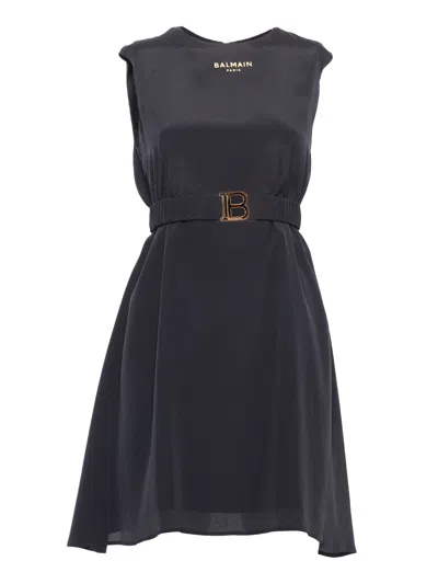 Shop Balmain Black Sleevless Dress