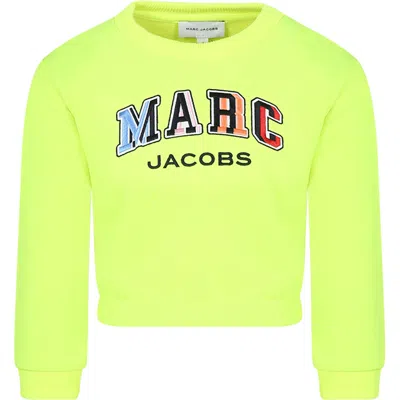 Shop Marc Jacobs Yellow Cropped Sweatshirt For Girl With Logo