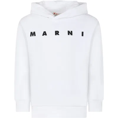 Shop Marni White Sweatshirt For Kids With Logo