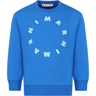 Shop Marni Blue Sweatshirt For Kids With Logo