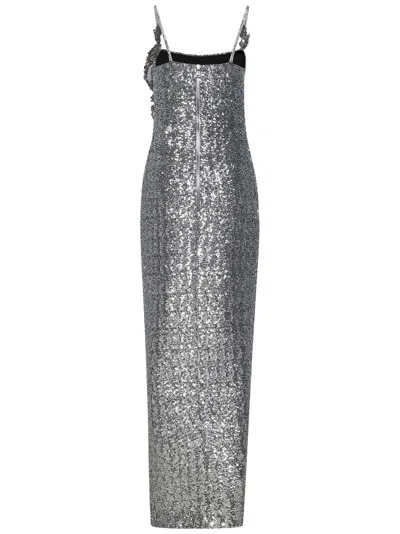 Shop Balmain Long Dress In Silver