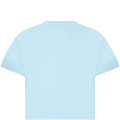 Shop Marni Light Blue Crop T-shirt For Girl With Logo
