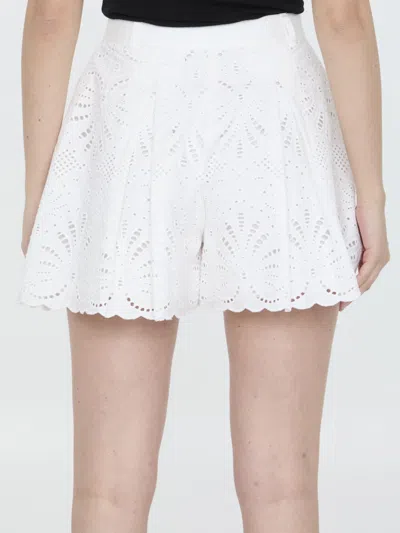 Shop Self-portrait Sangallo Lace Shorts In White