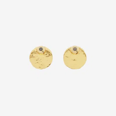 Shop Patou Brass Earrings With Engraved Logo In Gold