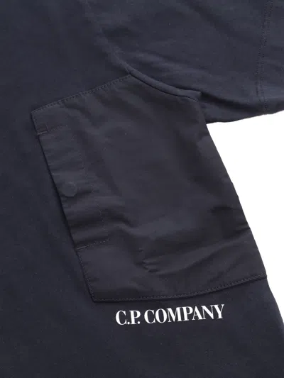 Shop C.p. Company Undersixteen Black T-shirt With Logo In Blue