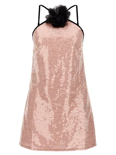 Shop Self-portrait Pale Pink Sequin Mini Dress In Rose