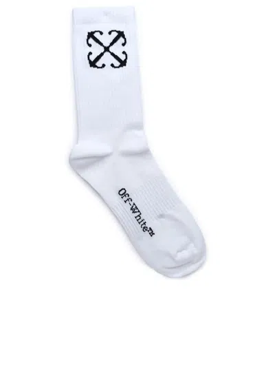 Shop Off-white Arrow Mid White Cotton Blend Socks