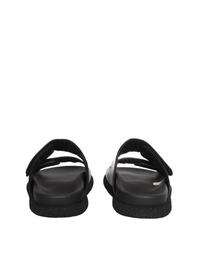 Shop Versace Black Leather Slippers