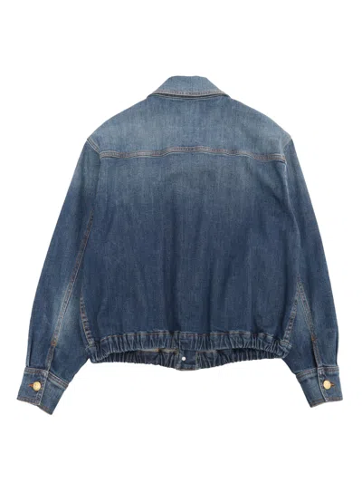 Balmain Embossed-button Cropped Jacket In Blue