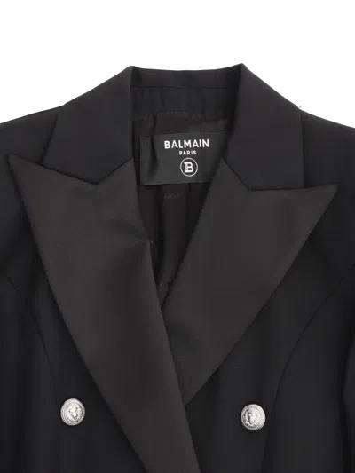 Shop Balmain Double Breasted Blazer In Black