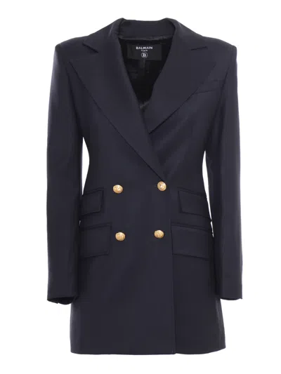 Shop Balmain Ble Double-brasted Blazer In Blue