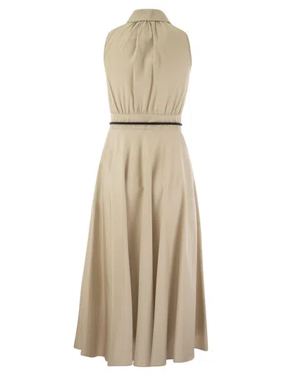 Shop Max Mara Button Detailed Sleeveless Dress In Greggio
