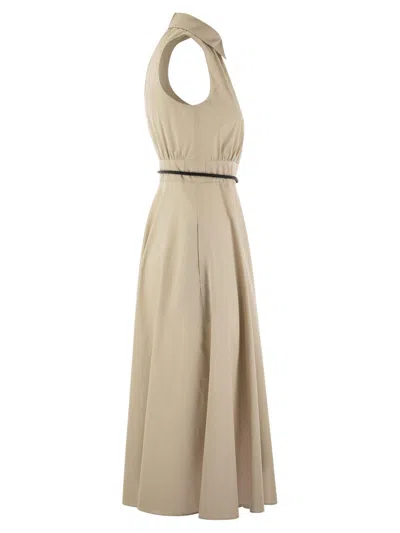 Shop Max Mara Button Detailed Sleeveless Dress In Greggio