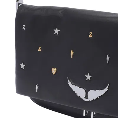 Shop Zadig &amp; Voltaire Rock Lucky Charms Chain-linked Clutch Bag In Noir