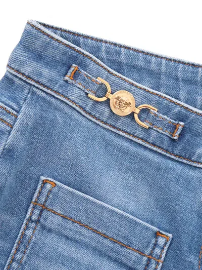 Shop Versace Flared Jeans In Light Blue