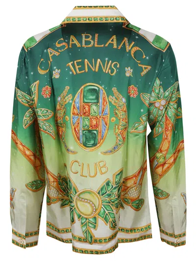 Shop Casablanca Cuban Collar Long-sleeved Shirt In Multicolor