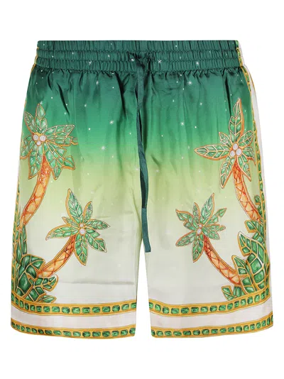 Shop Casablanca Drawstring Waist Shorts In Multicolor