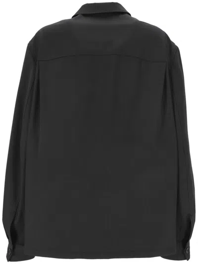Shop Lemaire Lon Sleeved Buttoned Shirt Jacket In Nero