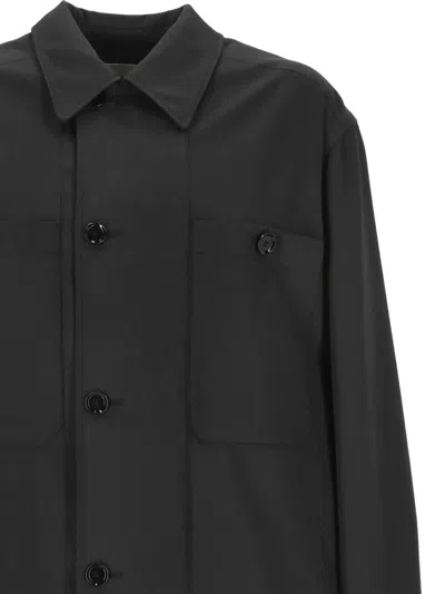 Shop Lemaire Lon Sleeved Buttoned Shirt Jacket In Nero