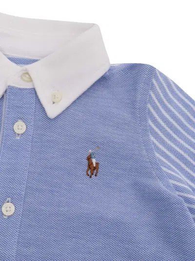 Shop Polo Ralph Lauren Striped Shirtdress Romper In Blue