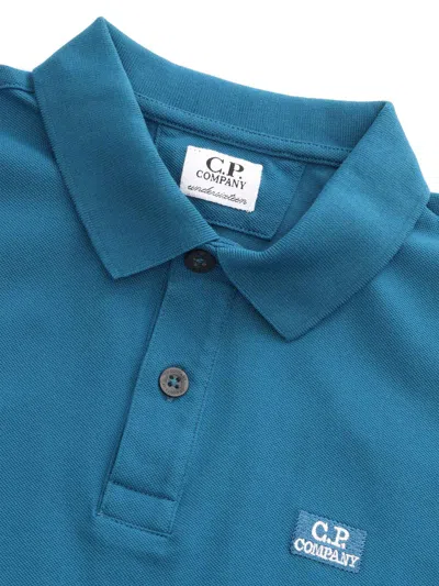 C.p. Company Undersixteen Blue Polo With Logo In Blue