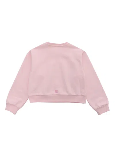 Shop Givenchy Cropped Pink Sweatshirt In Multicolor