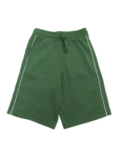 Shop Hugo Boss Green Shorts With Logo