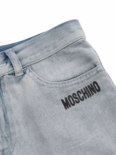 Shop Moschino Denim Bermuda Shorts In Blue