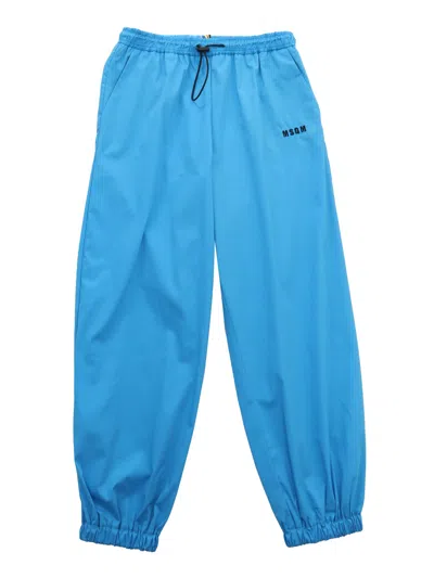 Shop Msgm Light Blue Baggy Trousers