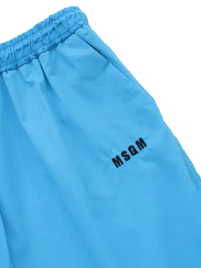 Msgm Light Blue Baggy Trousers In Light Blue