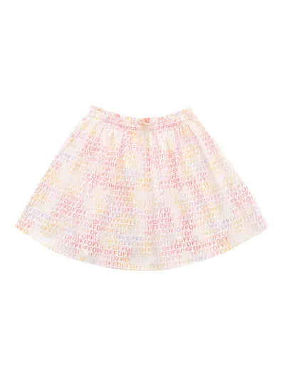 Off-white Logo-print Cotton Flared Skirt In Multicolor