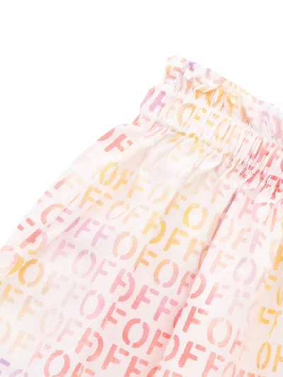 Off-white Logo-print Cotton Flared Skirt In Multicolor