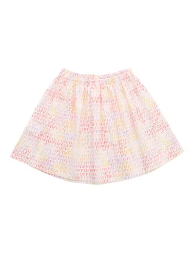 Off-white Logo-print Cotton Flared Skirt In Multicolor