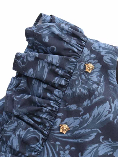 Shop Versace Blue Dress With Baroque Print
