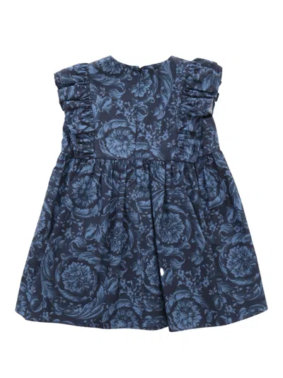 Shop Versace Blue Dress With Baroque Print