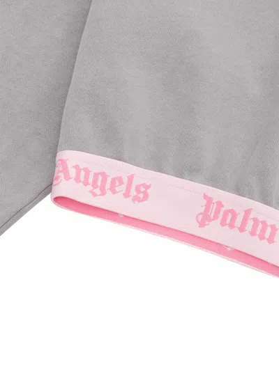 Shop Palm Angels Gray Cropped Sweatshirt In Grey