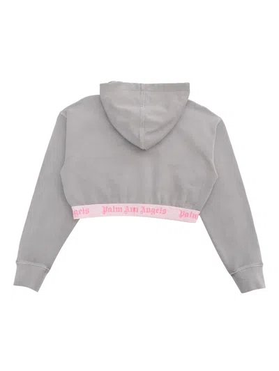 Palm Angels Gray Cropped Sweatshirt In Grey