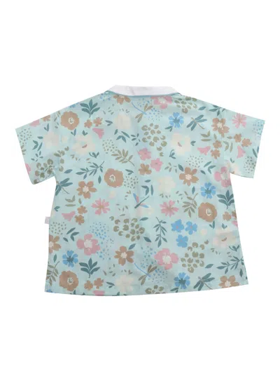 Shop Il Gufo Floral Short Sleeve Shirt In Light Blue