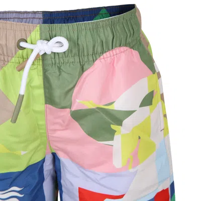 Shop Burberry Multicolor Swim Shorts For Boy With Equestrian Knight