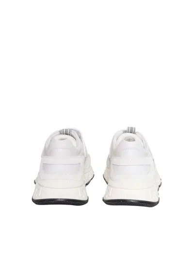 Shop Versace White Leather Sneakers