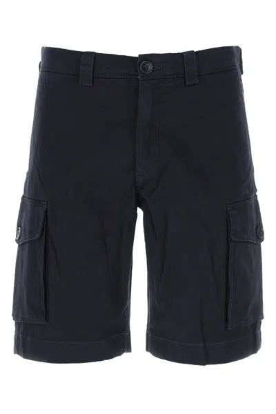 Shop Woolrich Navy Blue Stretch Cotton Bermuda Shorts In Melton Blue
