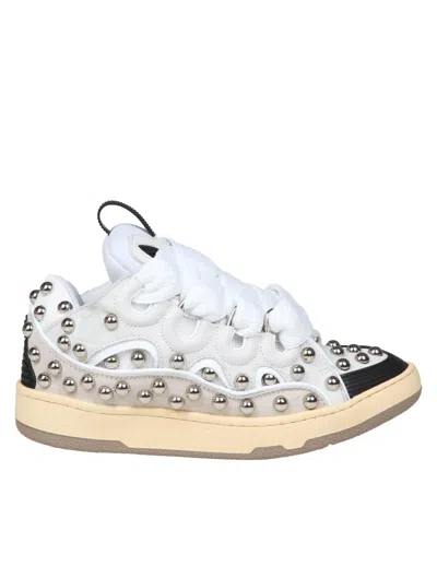 Shop Lanvin Curb Sneakers In Black And White Leather With Applied Studs