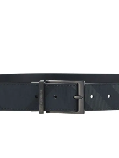 Shop Burberry Louis35 Belt In Charcoal/graphite