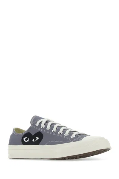 Shop Comme Des Garçons Play Dark Grey Canvas Sneakers