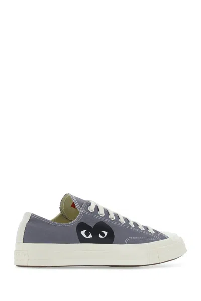 Shop Comme Des Garçons Play Dark Grey Canvas Sneakers